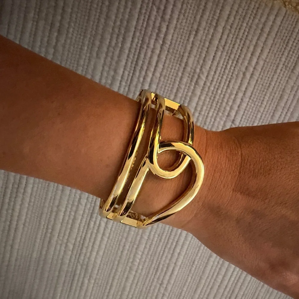 Dillard's Women's Gold Tone Sculptural Hinge Cuff Bracelet Statement Jewelry